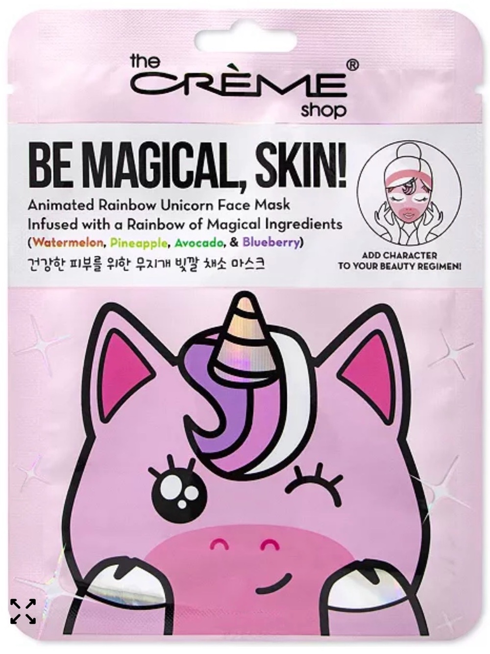 Crème Shop Be Magical, Skin Animated Rainbow Unicorn Face Mask 3 masks bundle